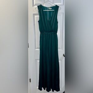 🌻3/$20 SALE Max Studio Women Lace Sleeveless V Neck Wide Leg Jumpsuit S Emerald